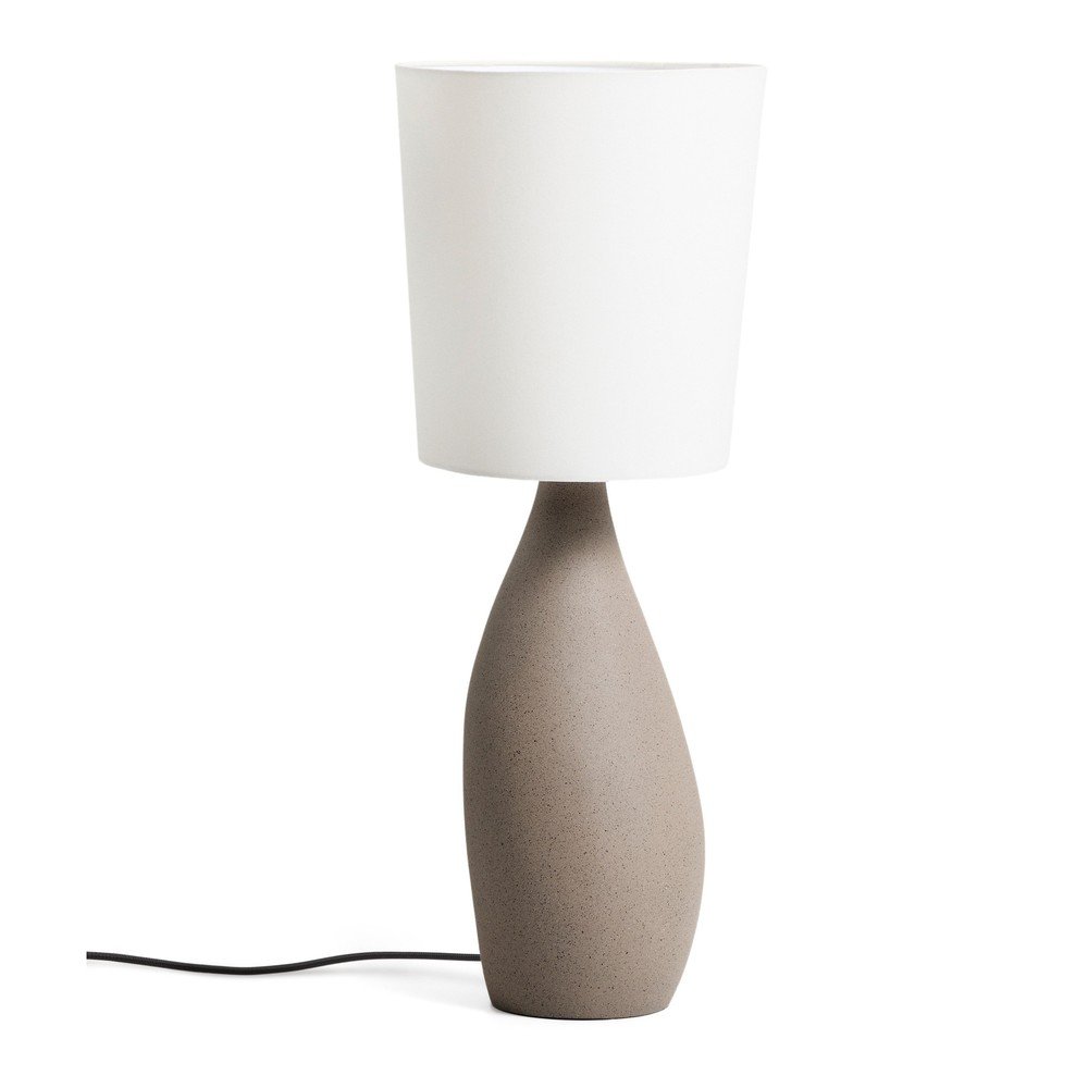 Biela/svetlosivá stolová lampa s textilným tienidlom (výška  77 cm) Viona – Kave Home