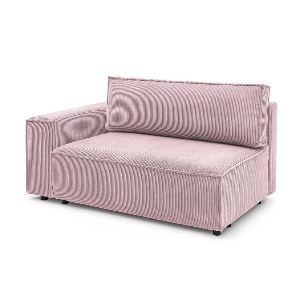 Svetloružový menčestrový modul pohovky (ľavý roh) Nihad modular – Bobochic Paris