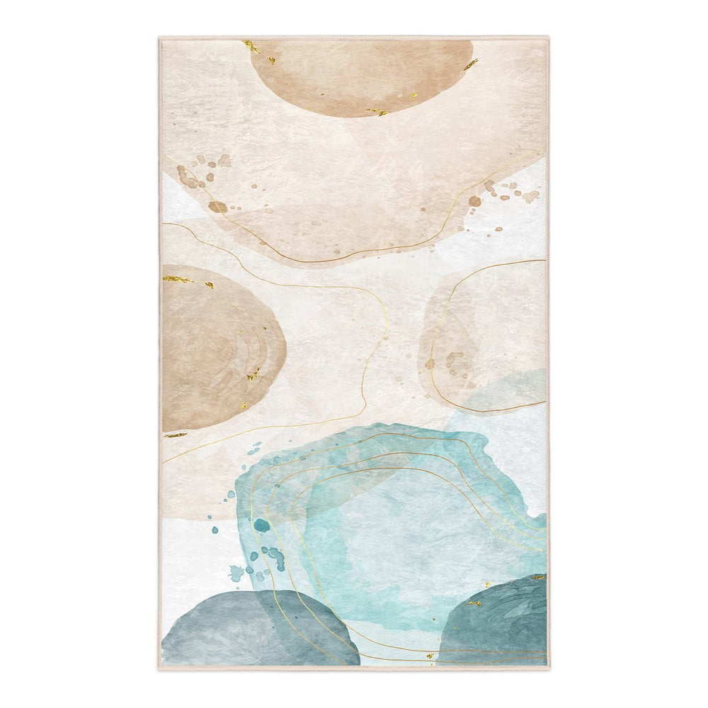 Krémovo-tyrkysový prateľný koberec 80x150 cm Puddle – Mila Home