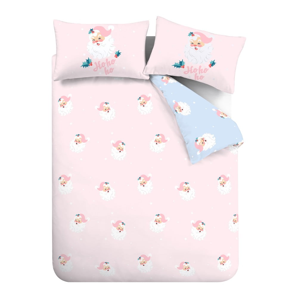 Ružové obliečky na jednolôžko 135x200 cm Vintage Christmas Santa – Catherine Lansfield