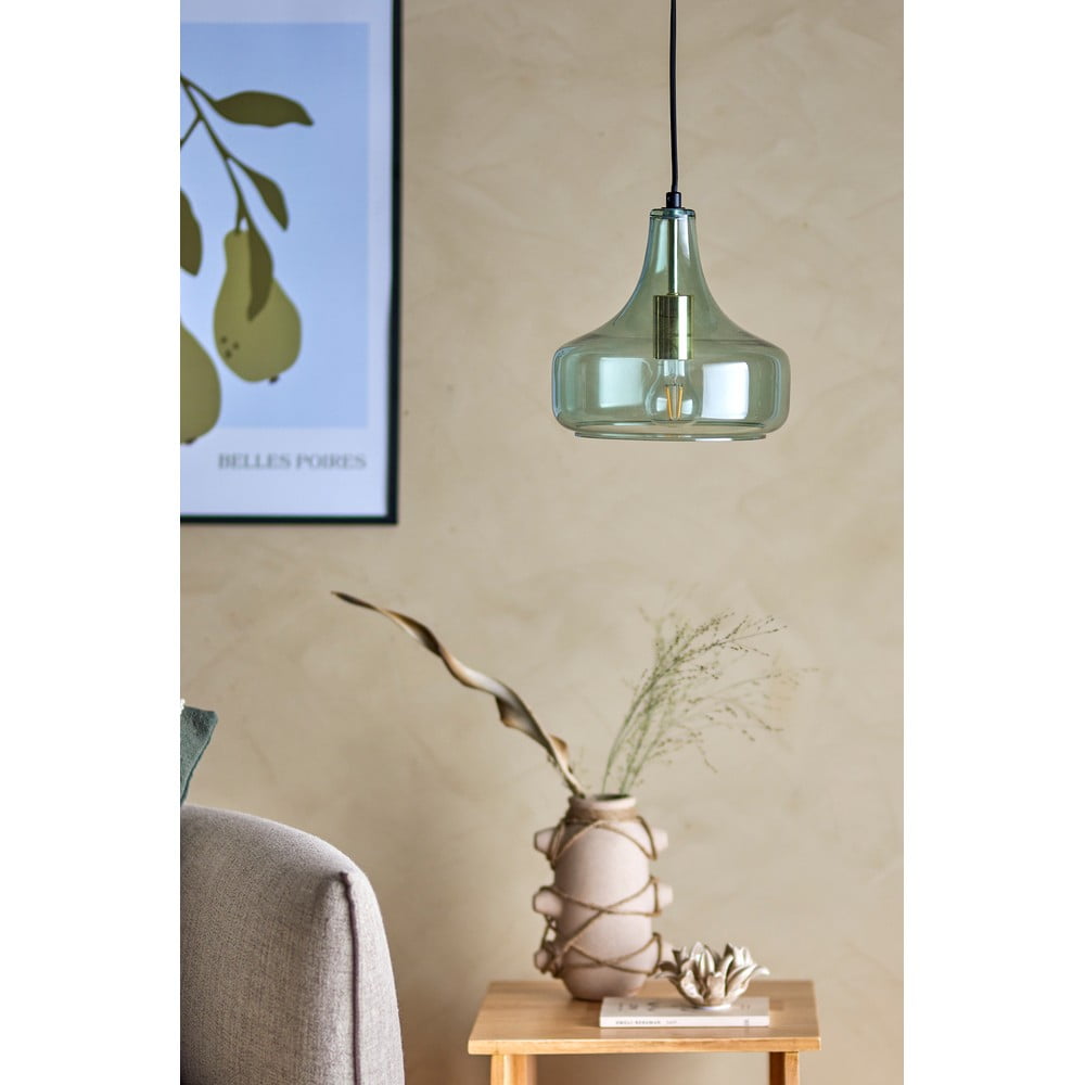 Zelené závesné svietidlo so skleneným tienidlom ø 25