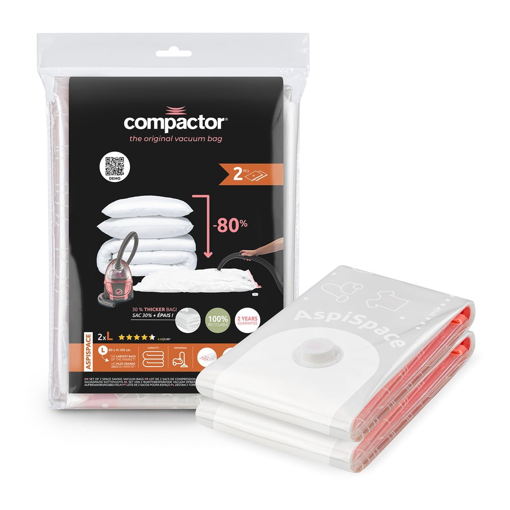Vákuové vrecia v súprave 2 ks Premium Valve L – Compactor