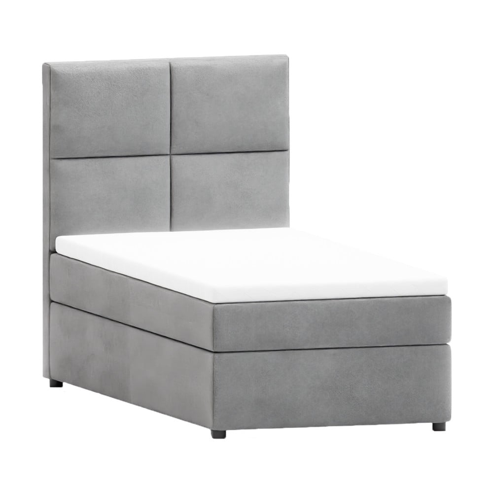 Svetlosivá čalúnená jednolôžková posteľ s úložným priestorom s roštom 80x200 cm Lena – Ropez