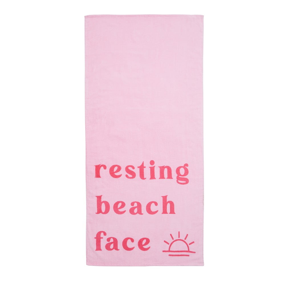 Ružová froté bavlnená plážová osuška 76x160 cm Resting Beach Face – Sassy B