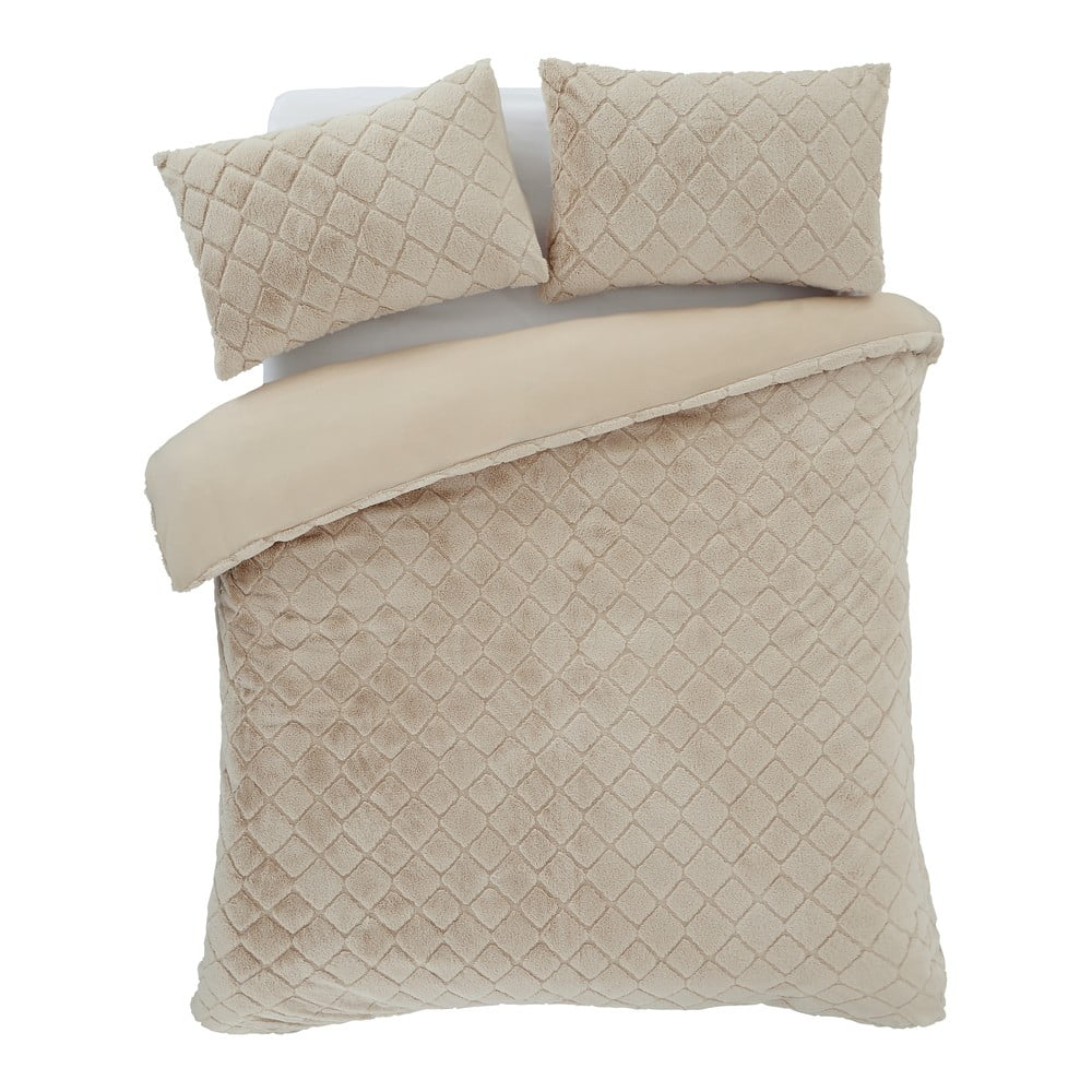 Béžové obliečky na dvojlôžko/predĺžené z mikroplyšu 230x220 cm Cosy Diamond – Catherine Lansfield