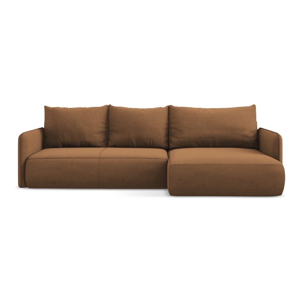 Oranžová rozkladacia/s úložným priestorom rohová pohovka (pravý roh) Nanea – Makamii