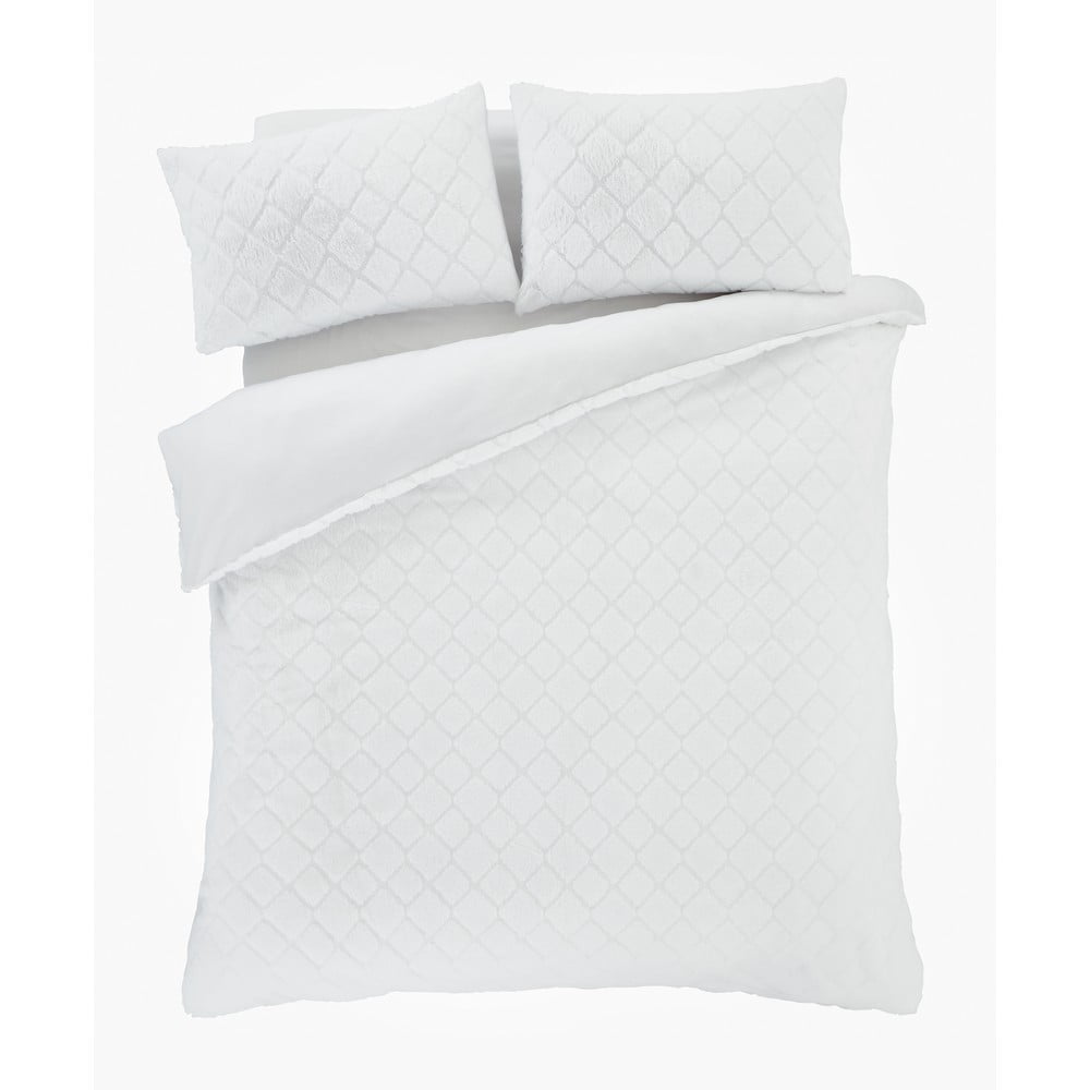 Biele obliečky na dvojlôžko/predĺžené z mikroplyšu 230x220 cm Cosy Diamond – Catherine Lansfield