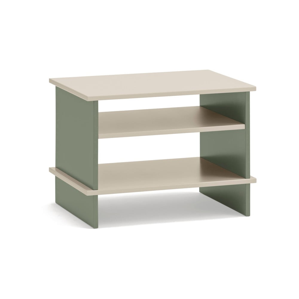 Zeleno-krémový nočný stolík s poličkami Inari – Teulat