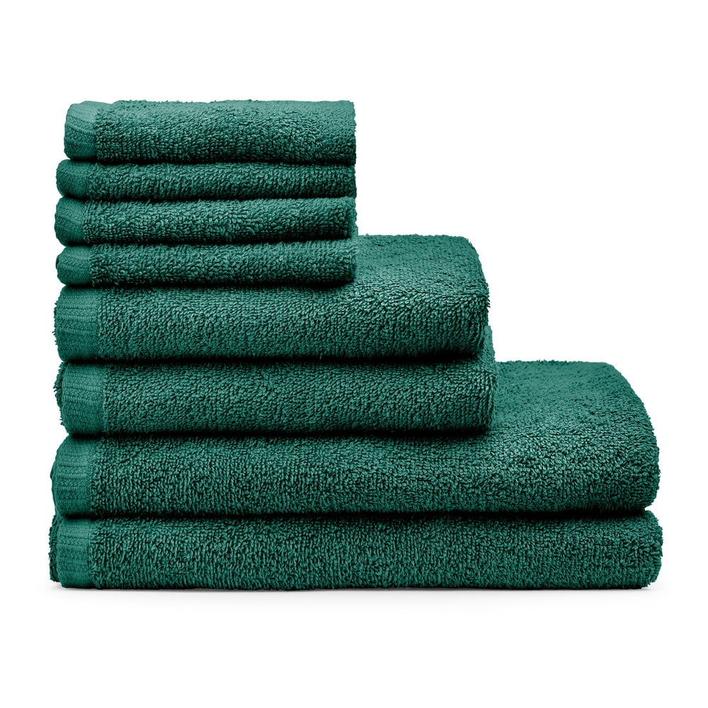 Tmavozelené rýchloschnúce/froté bavlnené uteráky a osušky v súprave 8 ks Quick Dry – Catherine Lansfield