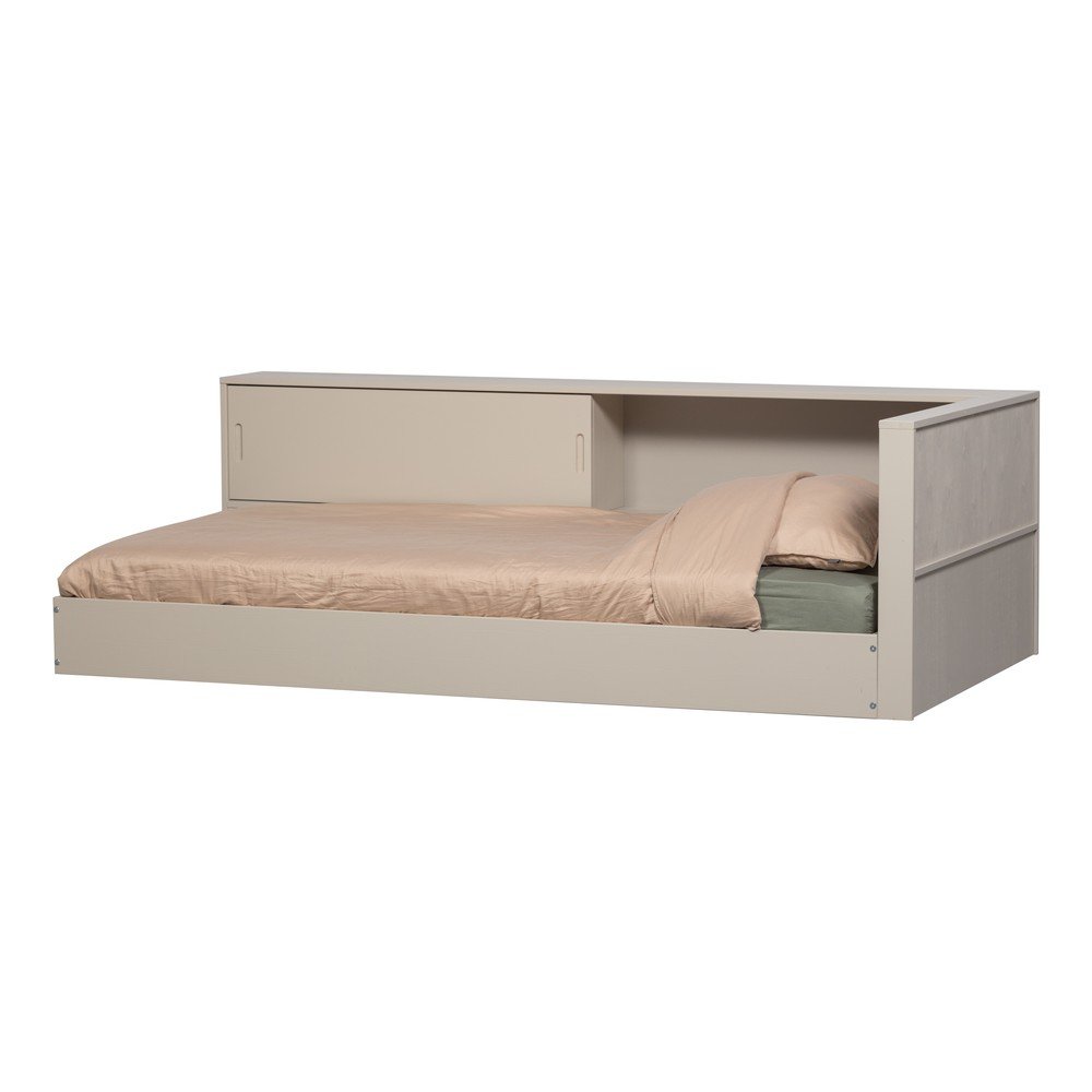 Sivá/béžová jednolôžková posteľ z borovicového dreva bez roštu 90x200 cm Carter – WOOOD