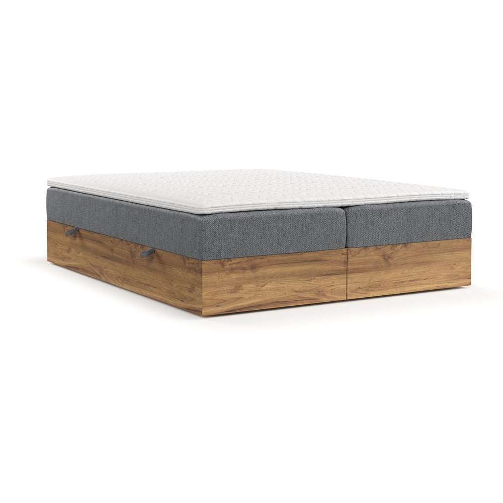 Boxspring posteľ s úložným priestorom v sivo-prírodnej farbe 140x200 cm Faro – Maison de Rêve