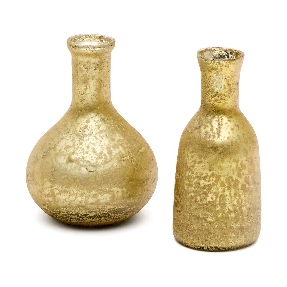 Ručne vyrobené vázy v súprave 2 ks v zlatej farbe (výška 13 cm) Deila – Kave Home