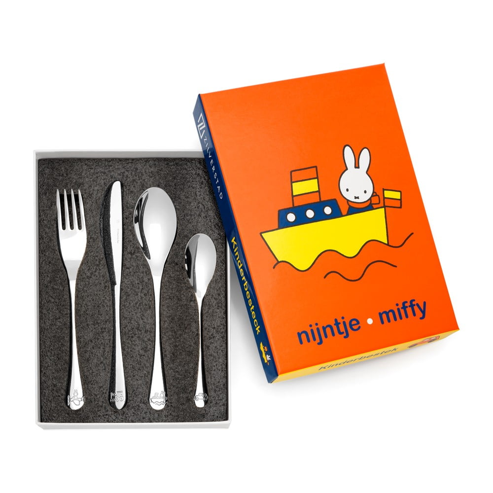 Antikoro detský príbor v striebornej farbe 4 ks Miffy – Zilverstad