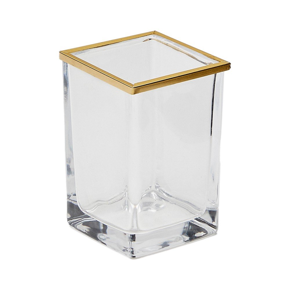 Sklenený téglik na zubné kefky v zlatej farbe Soanet – Kave Home