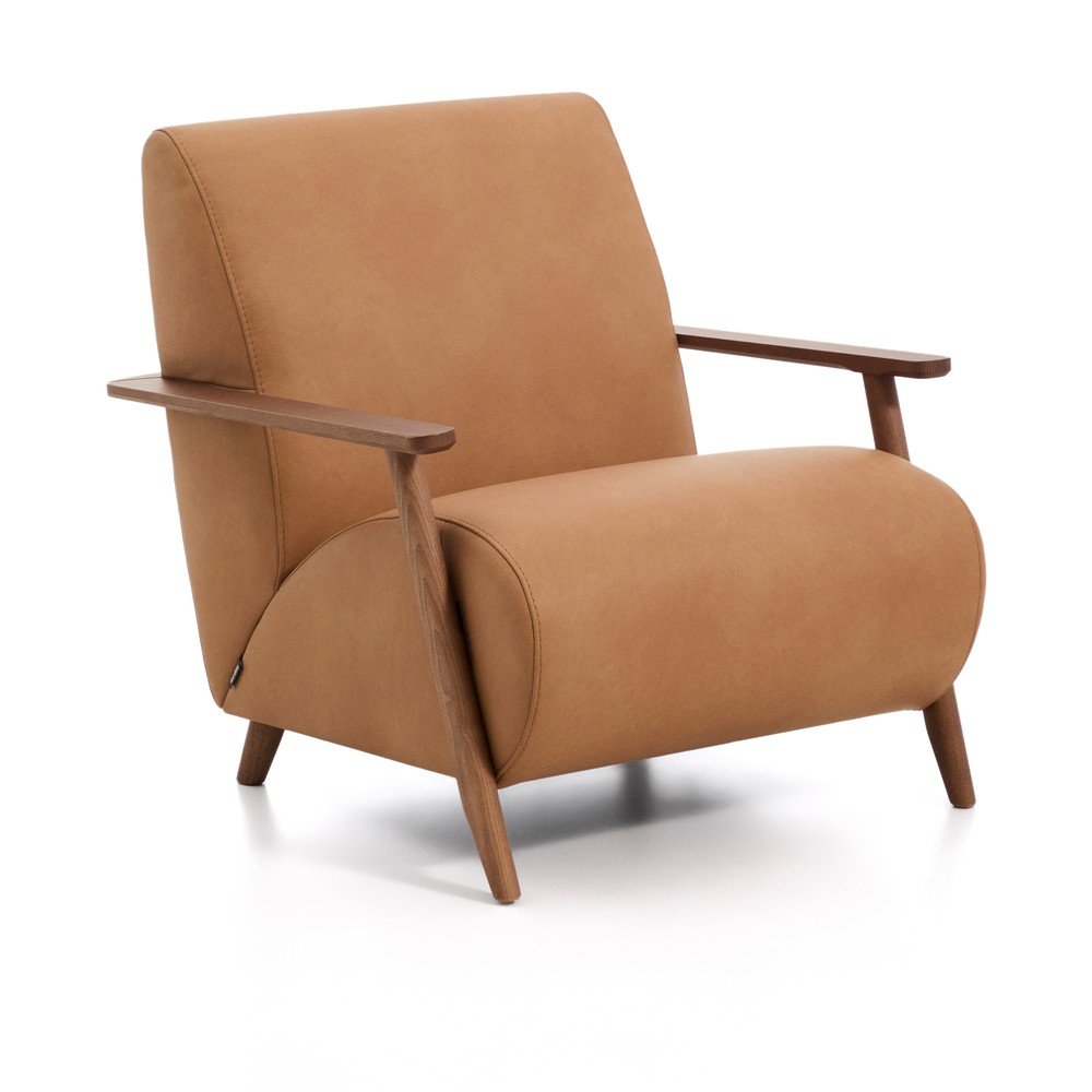 Hnedé kožené kreslo Meghan – Kave Home