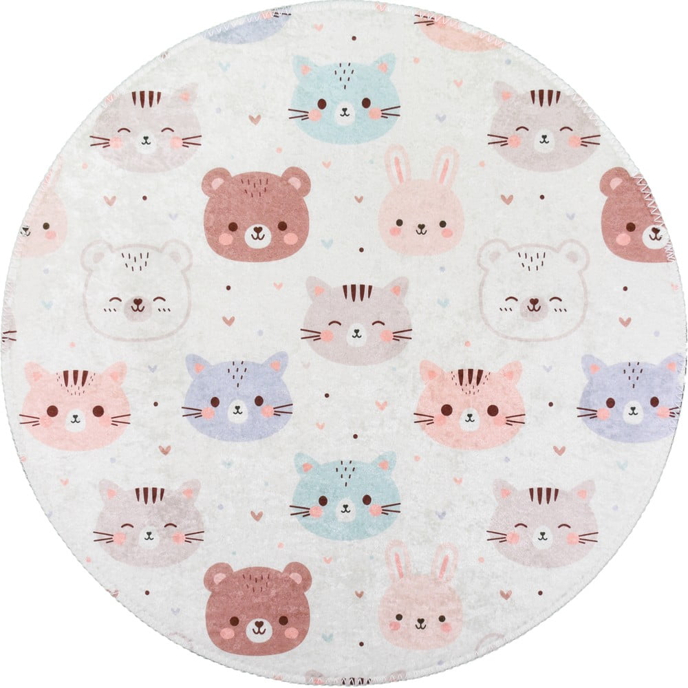 Slonovinový prateľný detský koberec ø100 cm Cute Animals – Vitaus