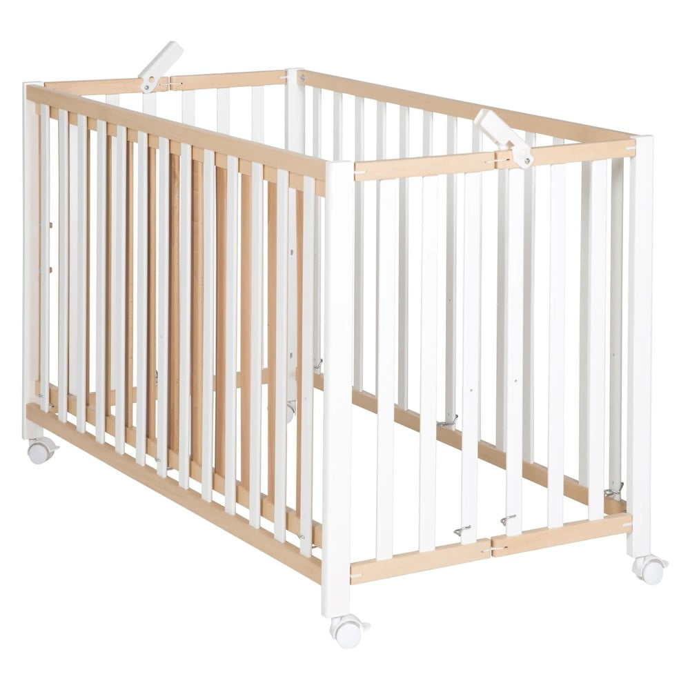 Skladacia postieľka na kolieskach v bielo-prírodnej farbe 60x120 cm Fold up – Roba