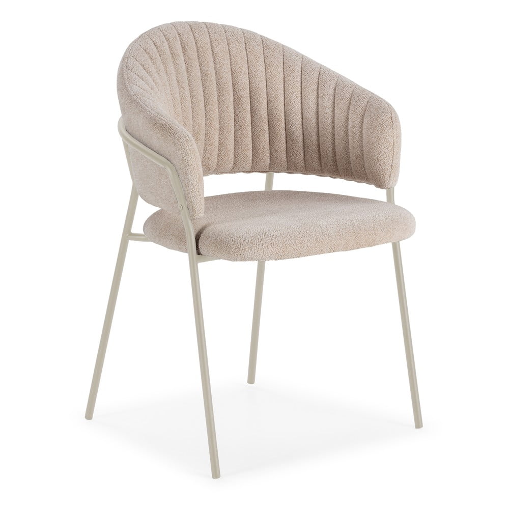 Béžové čalúnené jedálenské kreslá v súprave s podrúčkami 2 ks Leticia – Marckeric