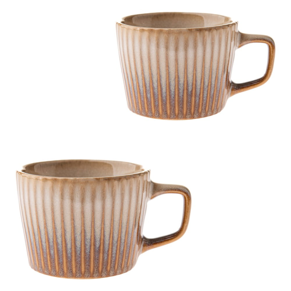 Béžové kameninové hrnčeky v súprave 2 ks na cappuccino 190 ml Tone – Dakls