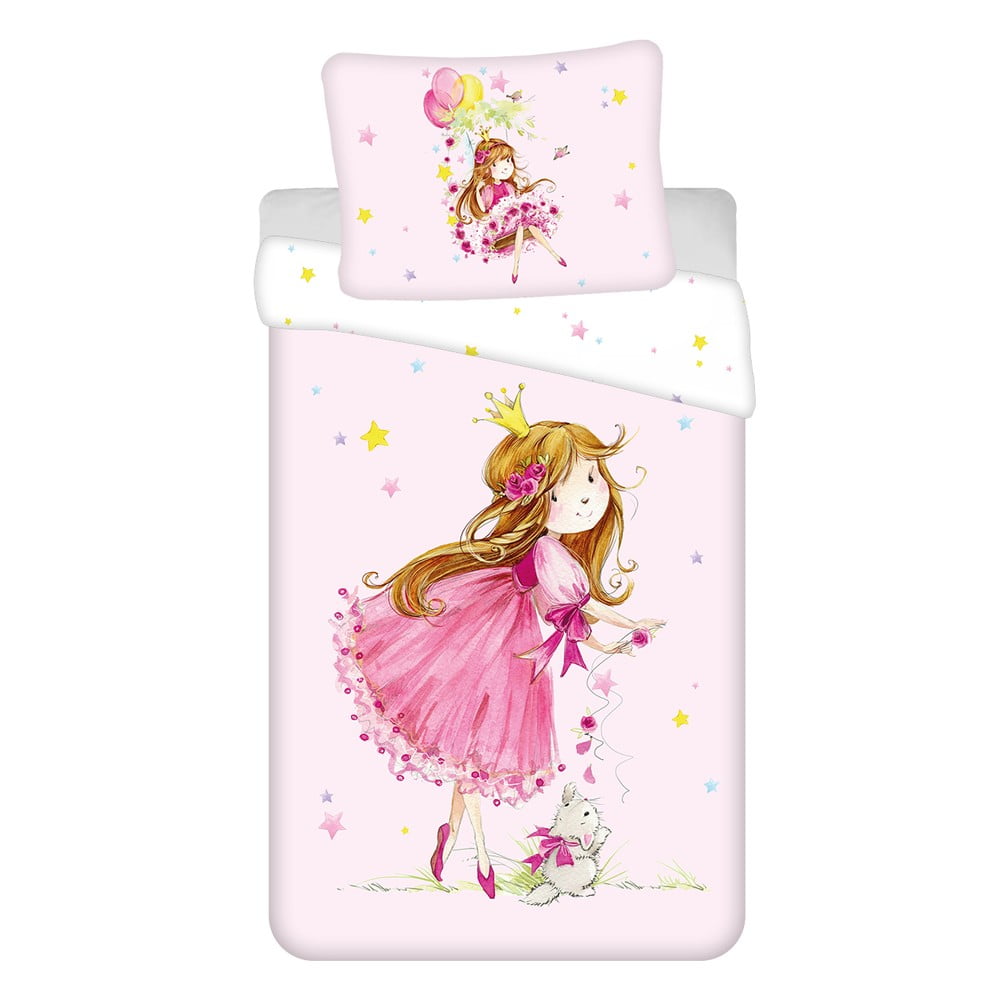 Ružové bavlnené detské obliečky na jednolôžko 140x200 cm Fairy – Jerry Fabrics