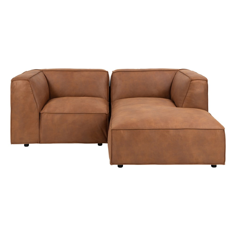 Koňakovohnedá rohová pohovka z imitácie kože (pravý roh) Fairfield Kentucky – Bonami Selection