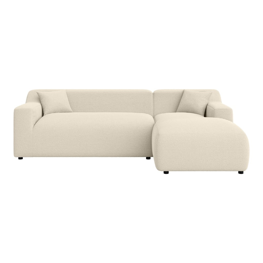 Béžovo-krémová menčestrová rohová pohovka (pravý roh/s leňoškou) Martin – Ropez