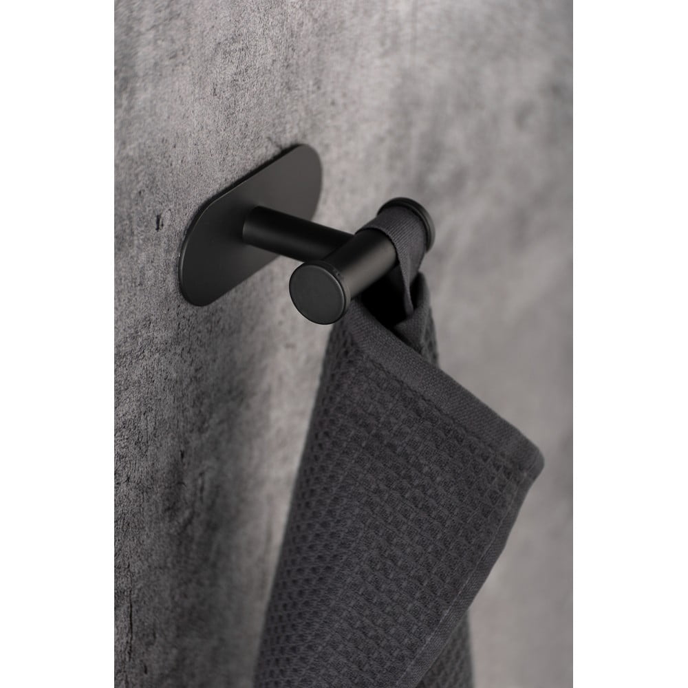 Čierny samodržiaci držiak na uteráky Wenko Orea