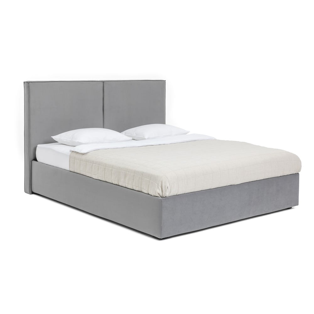 Sivá čalúnená dvojlôžková posteľ s úložným priestorom s roštom 180x200 cm Thessa Bold – Bonami Selection