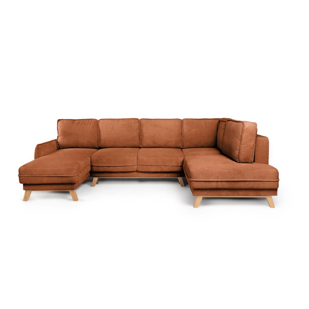 Oranžová menčestrová rozkladacia rohová pohovka (pravý roh/do tvaru "U") Tori – Bonami Selection