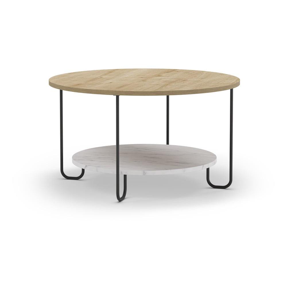 Okrúhly konferenčný stolík s doskou v dubovom dekore v prírodnej farbe ø 80 cm Tonka – Marckeric