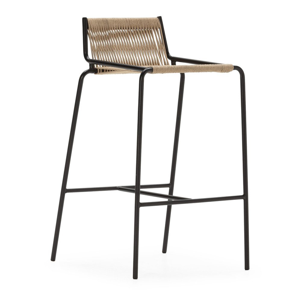 Béžová kovová barová stolička (výška sedadla 65 cm) Emily – Marckeric