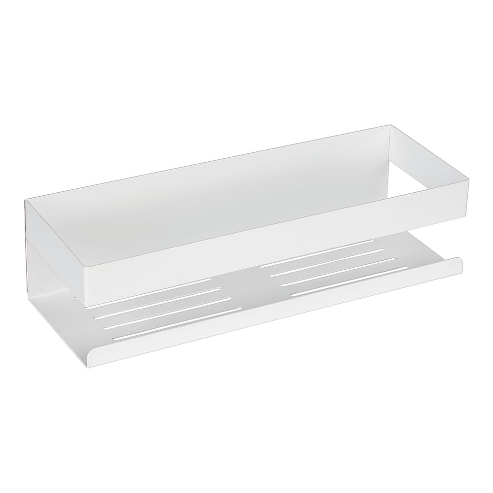 Matne biela kúpeľňová polička bez vŕtania Turbo-loc z nehrdzavejúcej ocele Genova – Wenko