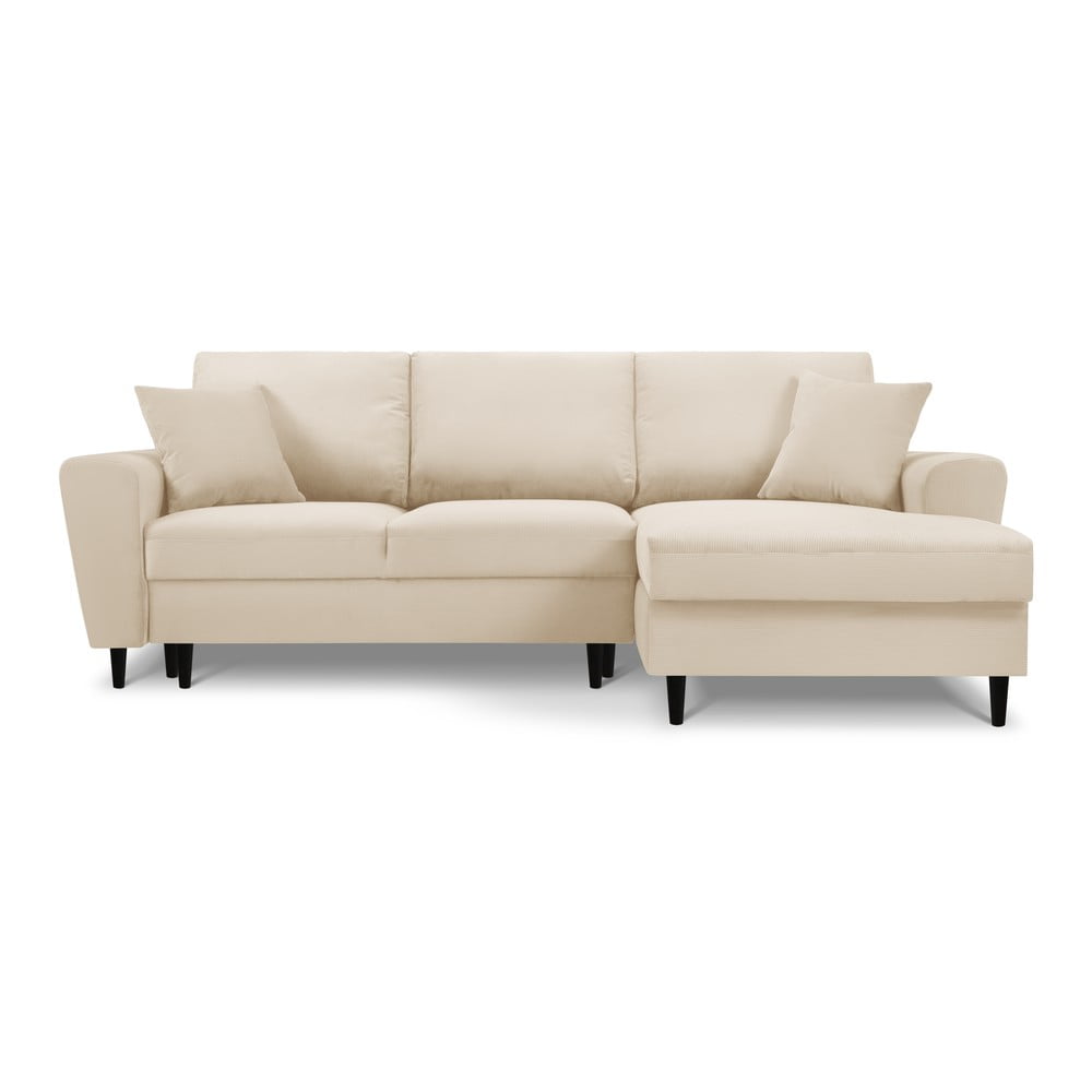 Béžová menčestrová rozkladacia rohová pohovka Micadoni Home Moghan