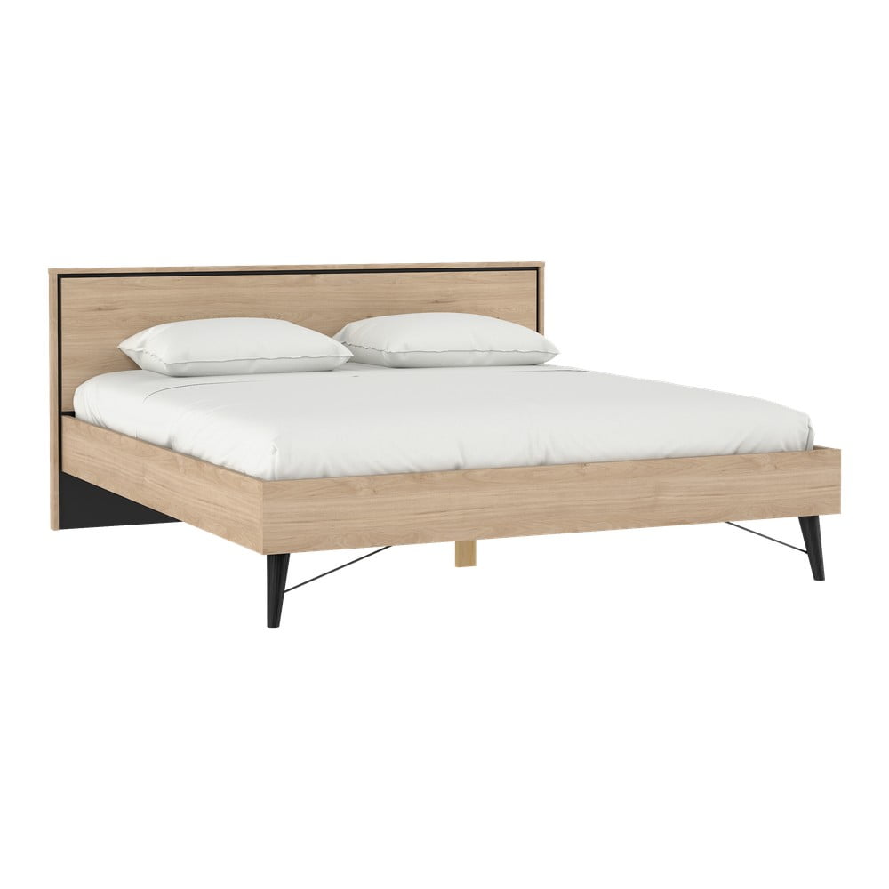 Dvojlôžková posteľ v dekore duba s roštom 180x200 cm v prírodnej farbe Ry – Tvilum