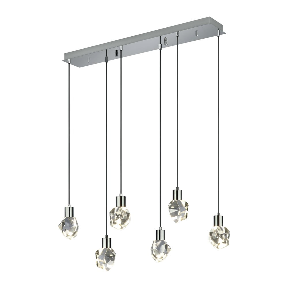 LED závesné svietidlo v striebornej farbe so skleneným tienidlom Verano – Trio Select