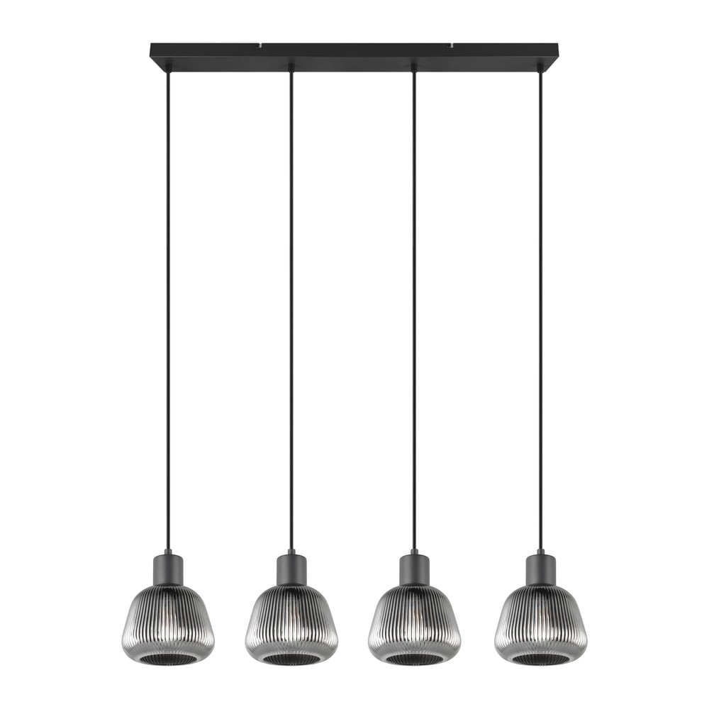 Čierne závesné svietidlo so skleneným tienidlom ø 15 cm Tarifa – Trio