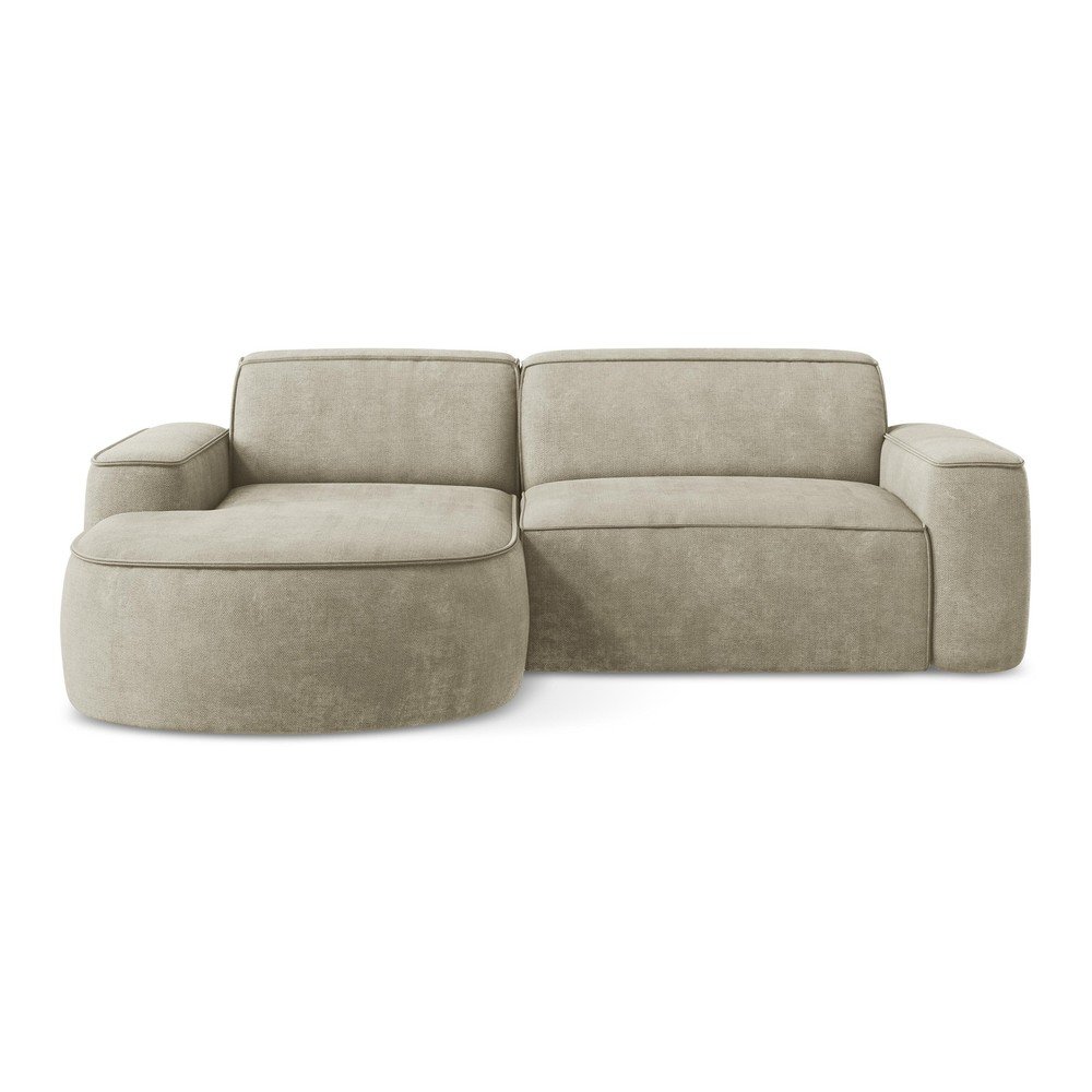 Béžová ženilková rohová pohovka (ľavý roh/s leňoškou) Omao – Makamii