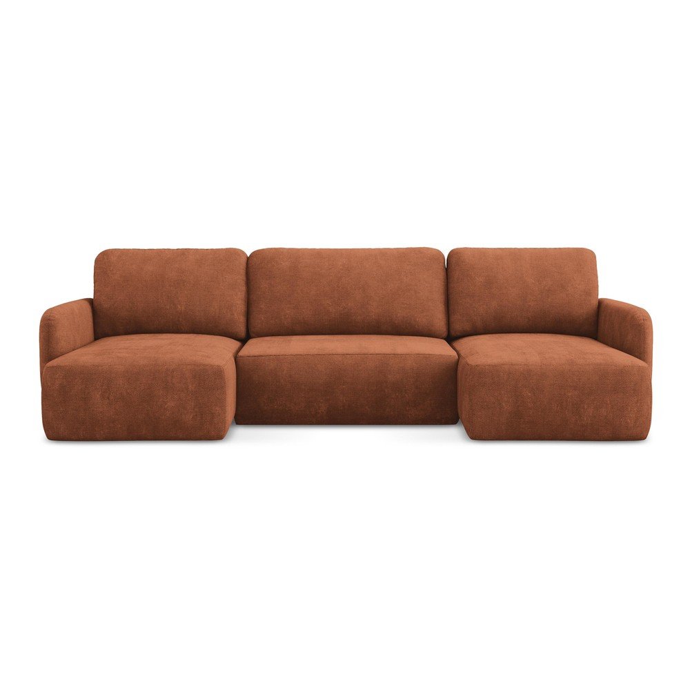 Terakotová ženilková rozkladacia/s úložným priestorom rohová pohovka (do tvaru "U") Lilo – Makamii