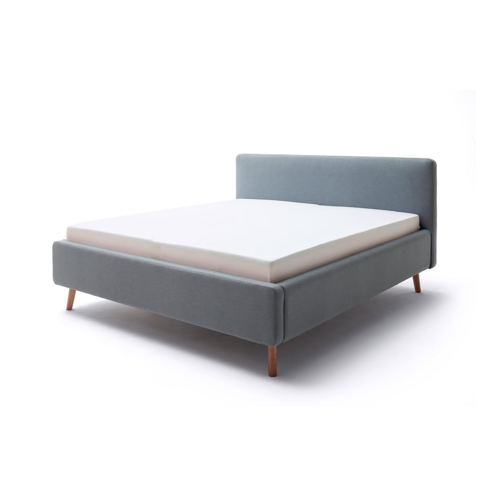 Sivomodrá čalúnená dvojlôžková posteľ s úložným priestorom s roštom 180x200 cm Mattis – Meise Möbel