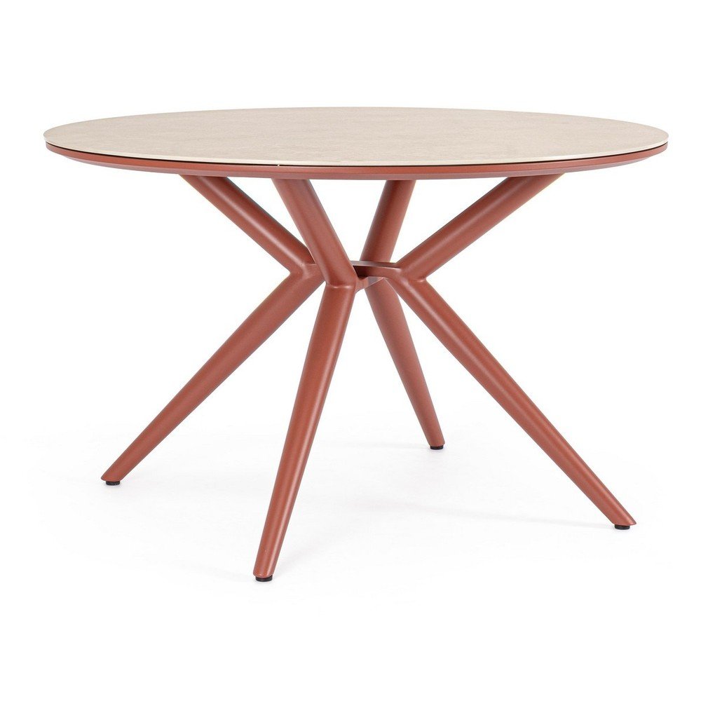 Okrúhly záhradný jedálenský stôl s doskou z kameňa ø 120 cm Cabas – Bizzotto