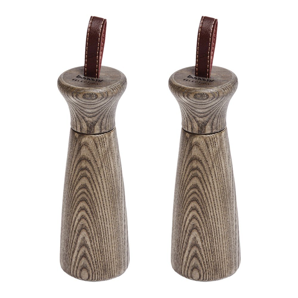 Hnedá drevená súprava mlynčekov na korenie a soľ 2 ks – Bonami Selection