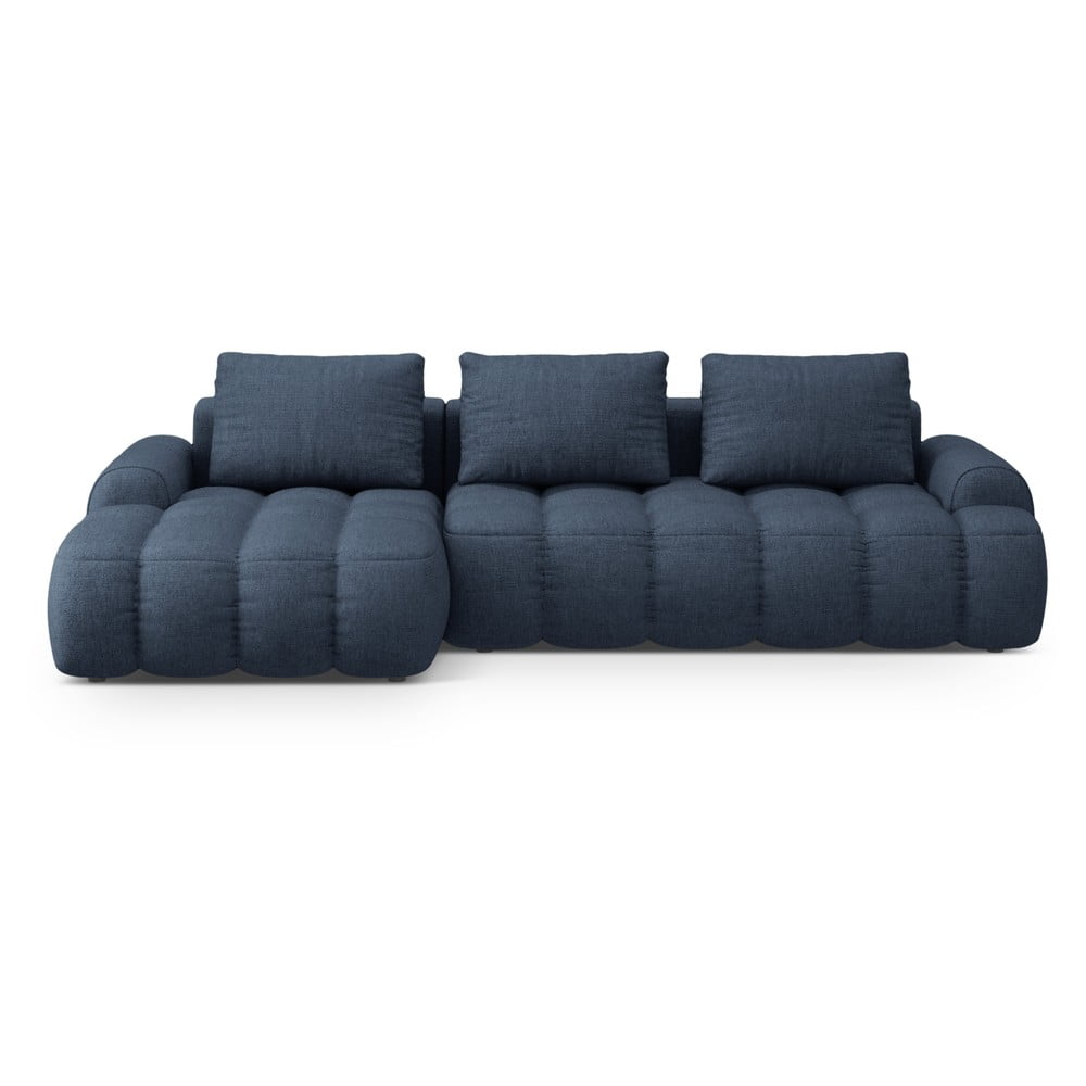 Tmavomodrá rozkladacia/s úložným priestorom rohová pohovka (ľavý roh/s leňoškou) Linz – Cosmopolitan Design