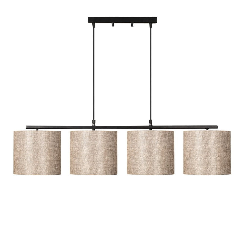 Čierne závesné svietidlo s textilným tienidlom Baston – Opviq lights