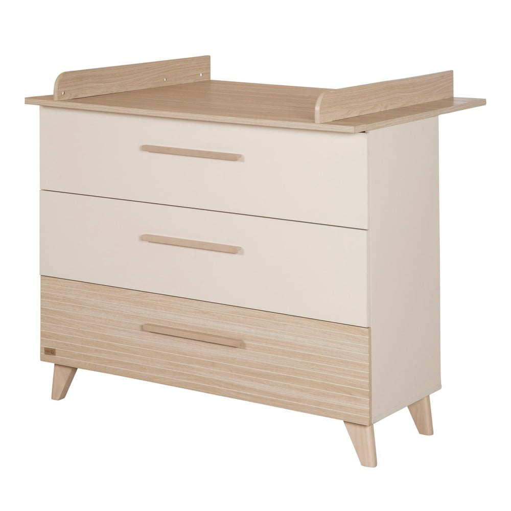 Krémová/v prírodnej farbe detská komoda v dekore duba s prebaľovacím pultom 110x98x75 cm Sidney – Roba