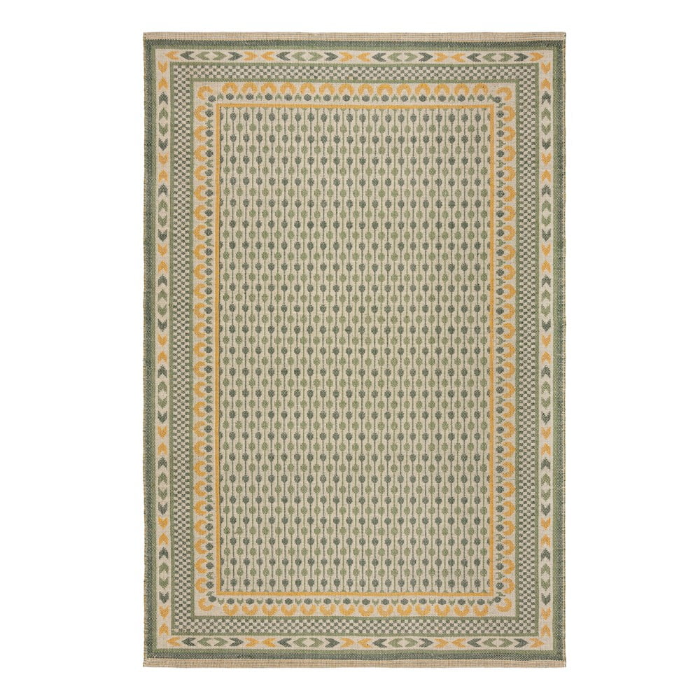 Zelený koberec s prímesou juty 160x230 cm Mara Jute Border – Flair Rugs