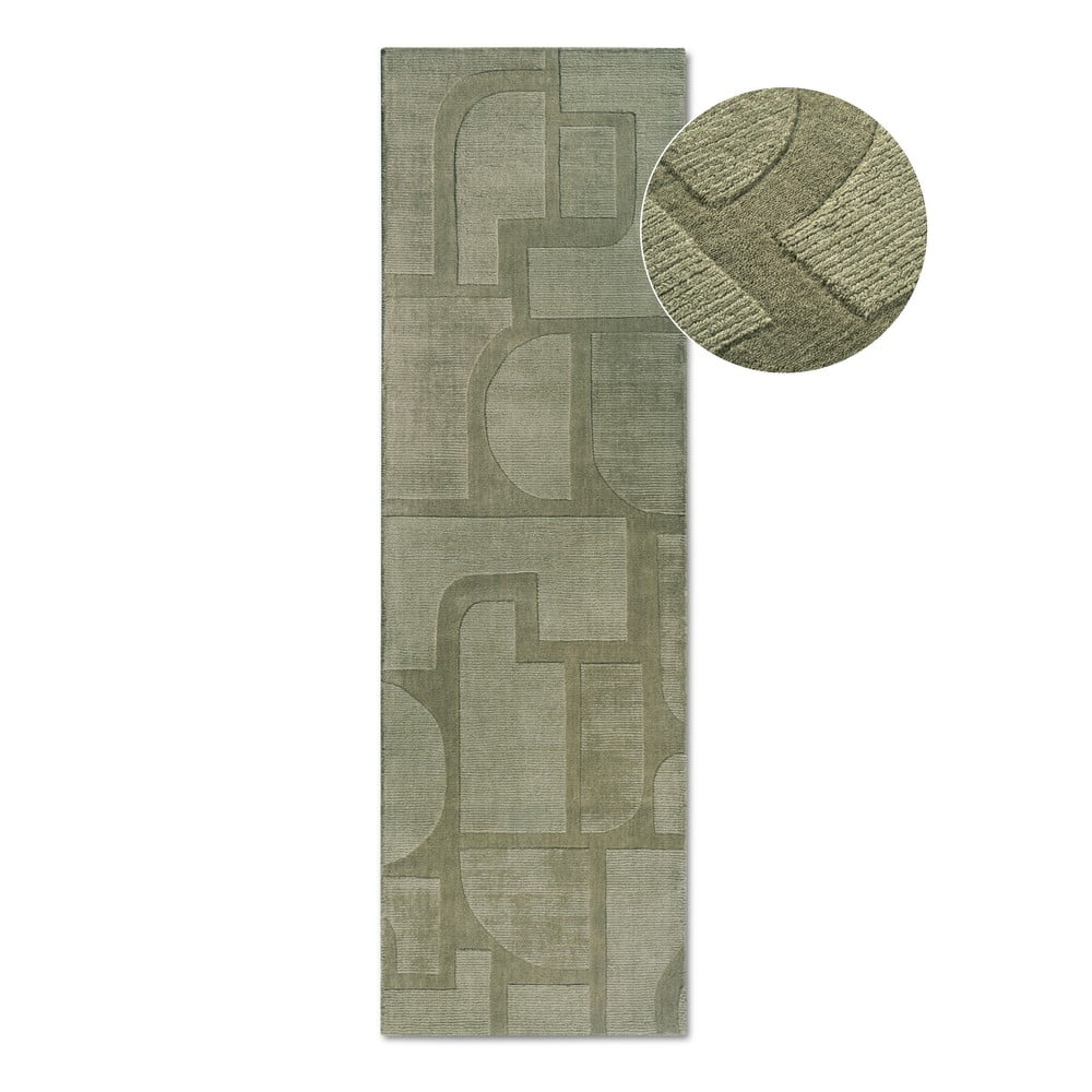 Zelený ručne tkaný vlnený behúň 80x250 cm Alexis – Villeroy&Boch