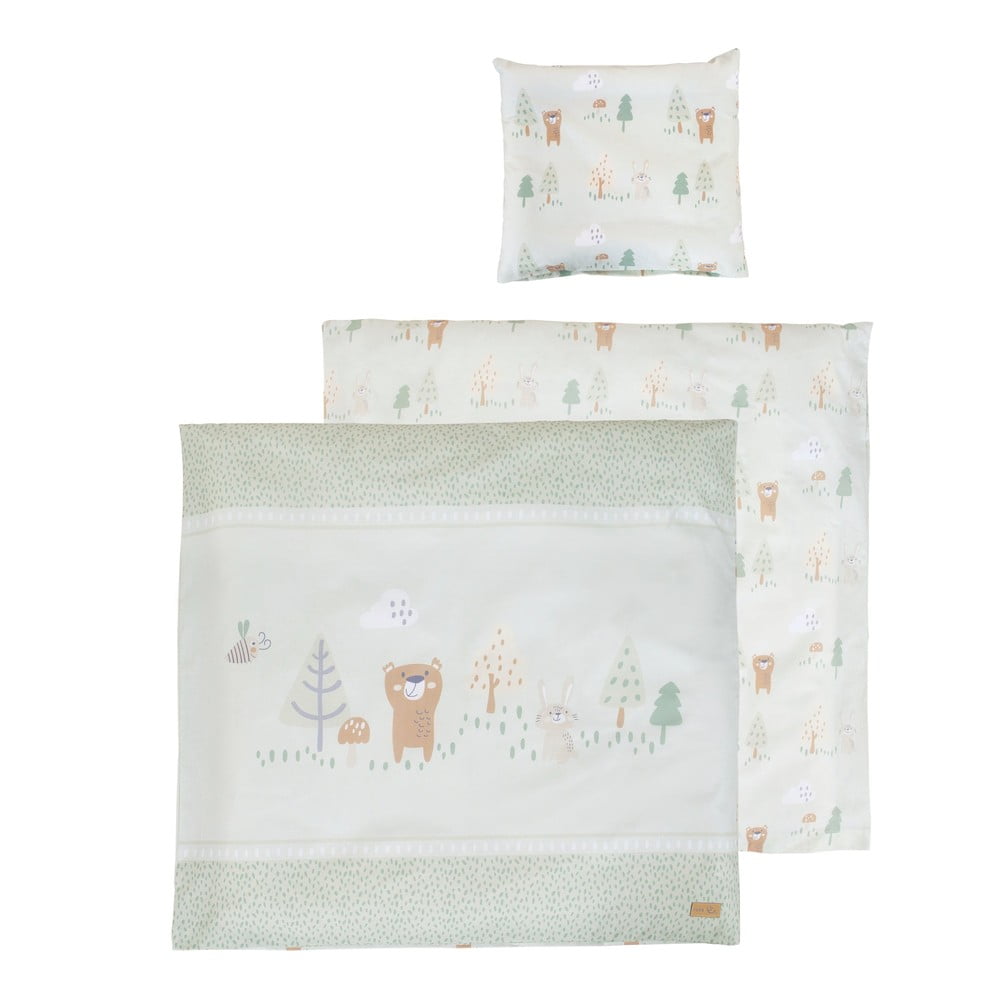 Svetlozelené bavlnené detské obliečky do postieľky 80x80 cm Woodland Buddies – Roba
