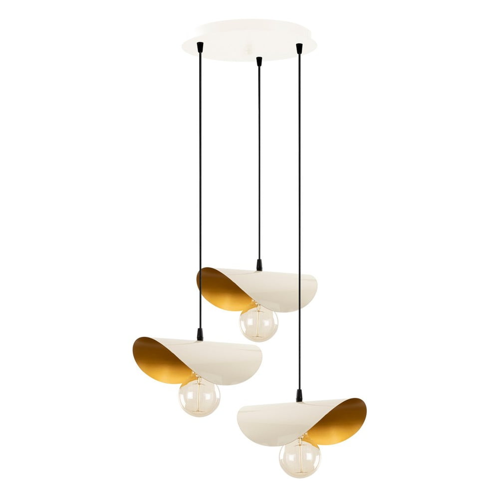 Biele/v zlatej farbe závesné svietidlo s kovovým tienidlom Sivani – Opviq lights