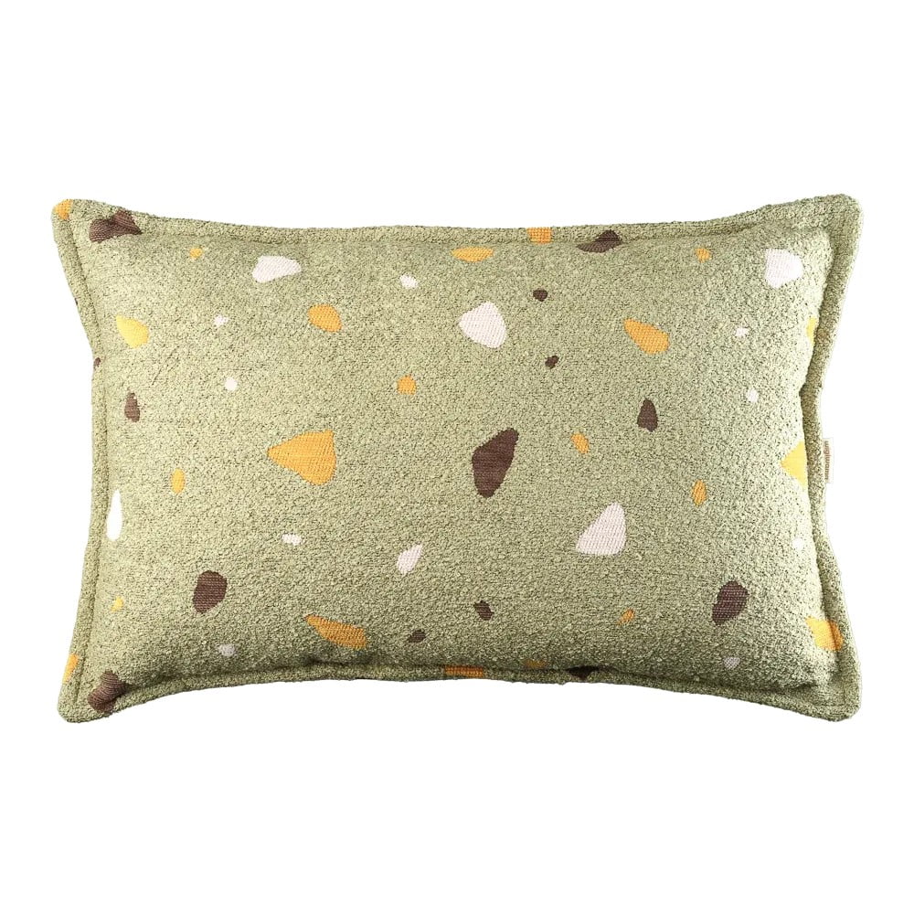 Zelený detský pohovkový vankúš z textílie buklé/ženilkový Terrazzo Bolster – Wigiwama
