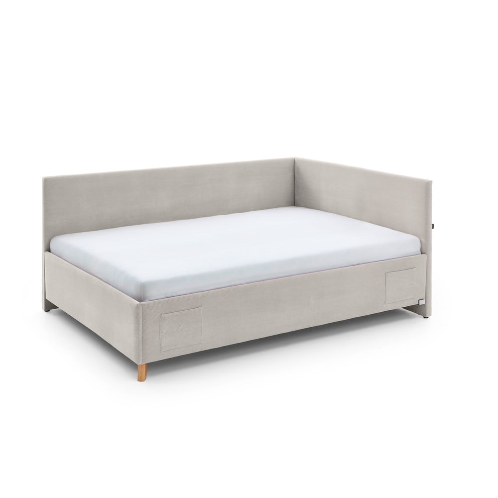 Béžová čalúnená rohová detská posteľ s úložným priestorom s roštom 120x200 cm Cool – Meise Möbel